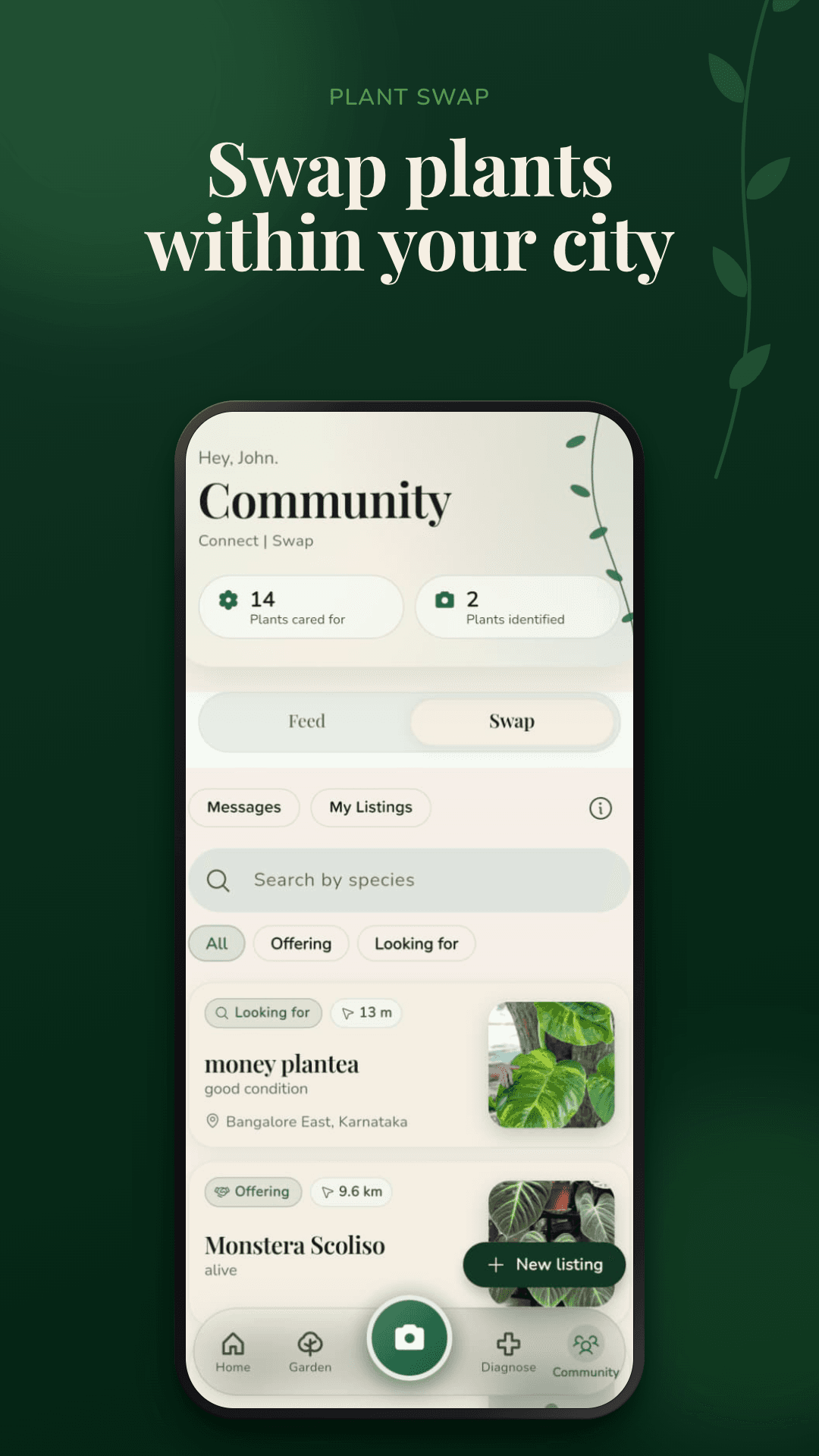 Rooted community feed and plant swap